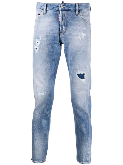 Dsquared2 Distressed Slim-fit Jeans In 蓝色