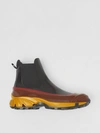 BURBERRY Contrast Sole Leather Chelsea Boots