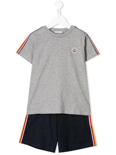 Moncler Kids' Logo T-shirt And Shorts Set In Grey