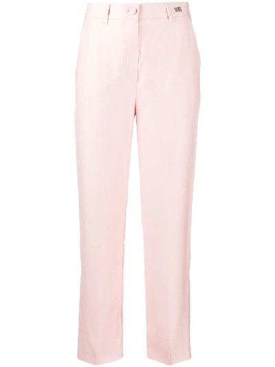 Be Blumarine Logo Plaque Straight-leg Trousers In Pink