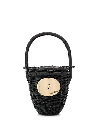 Patou Wicker Basket Tote Bag In Black