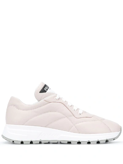 Prada Logo-patch Lace-up Sneakers In Pink
