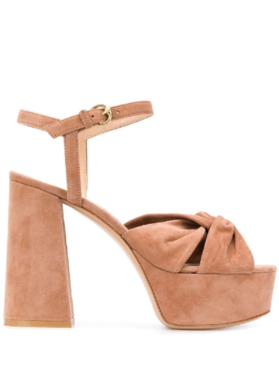 Gianvito Rossi Front Knot Platform Sandals In Neutrals