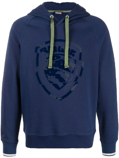 Blauer Logo-print Hoodie In Blau