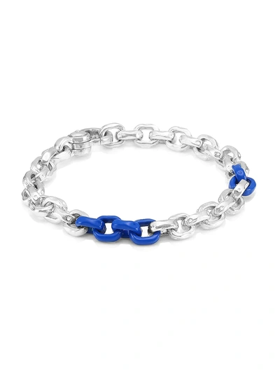 Jonas Studio Flatiron Sterling Silver Colourblock Chain-link Bracelet In Silver Blue