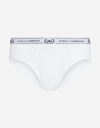 Dolce & Gabbana Medium Briefs In Bi-elastic Cotton In White