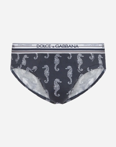 Dolce & Gabbana Medium Cotton Briefs With Seahorse Print