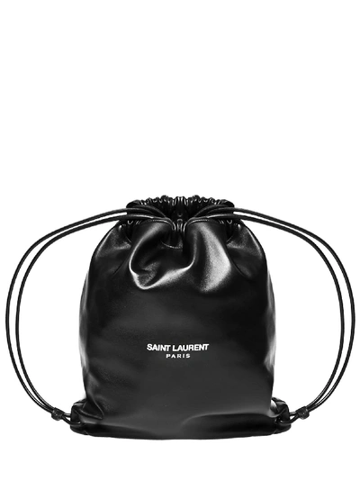 Saint Laurent 'teddy' Drawstring Backpack In Black