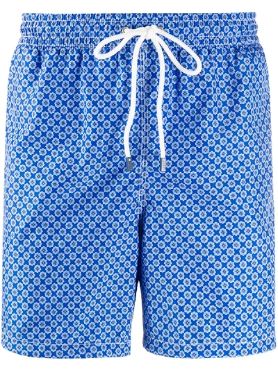 Fedeli Madeira Printed Swim Trunks In Blue