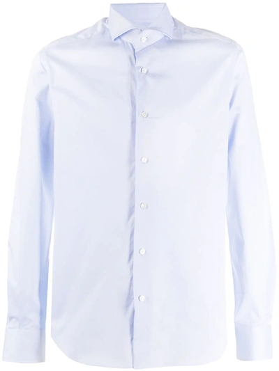 Xacus Spread-collar Poplin Shirt In Blue