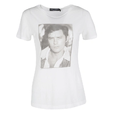 Pre-owned Dolce & Gabbana Dolce And Gabbana White Alain Delon Print Short Sleeve T-shirt S