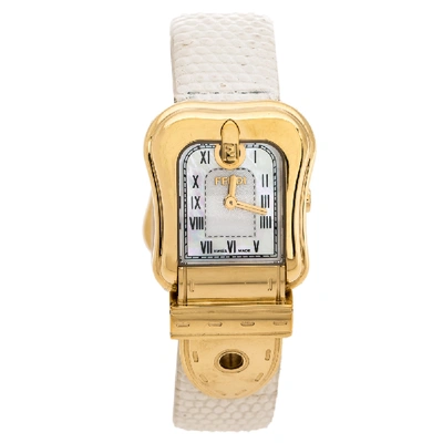 Pre-owned Fendi 3800l Women's Wristwatch 23 Mm In White