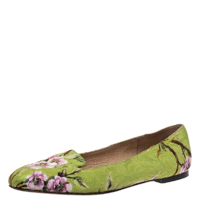 Pre-owned Dolce & Gabbana Multicolor Floral Print Brocade Flat Smoking Slippers Size 37