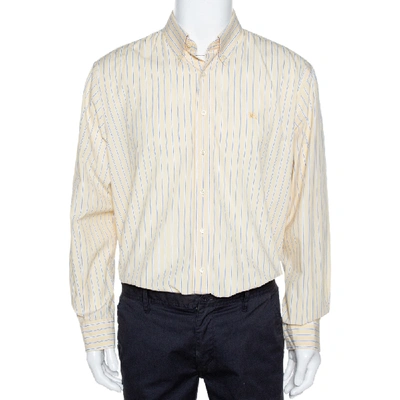 Pre-owned Burberry Yellow Striped Cotton Button Down Long Sleeve Shirt Xl