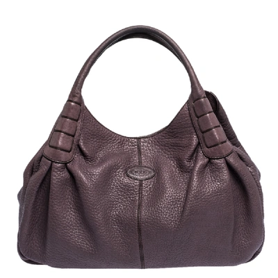Pre-owned Tod's Purple Leather Ivy Sacca Media Hobo