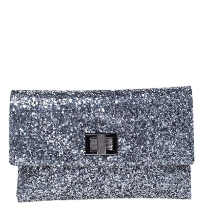 Pre-owned Anya Hindmarch Silver Glitter Valorie Clutch
