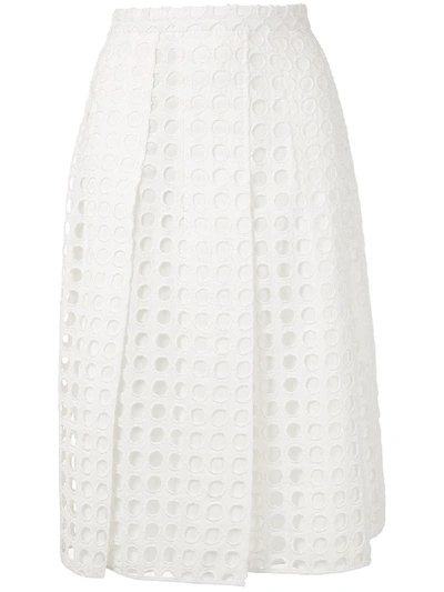 N°21 A-line Cut-out Pleated Skirt In White