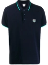 Kenzo Fitted Tiger Polo Shirt In Blue