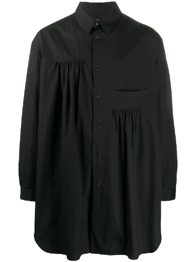 Yohji Yamamoto Oversized Pleated Shirt In Black