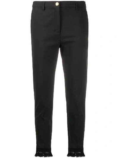 Blumarine Slim-fit High-waist Trousers In Nero/rosa
