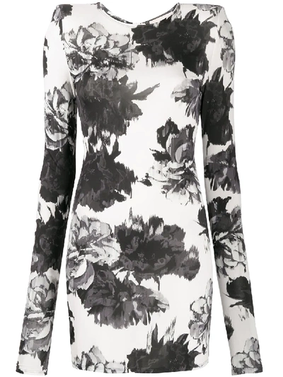 Alexandre Vauthier Floral Print Bodycon Dress In White