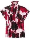Alexandre Vauthier Floral Print Ruffle Neck Shirt In Red