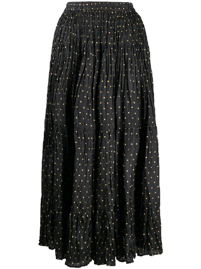 Mes Demoiselles Polka Dot Print Creased Skirt In Black