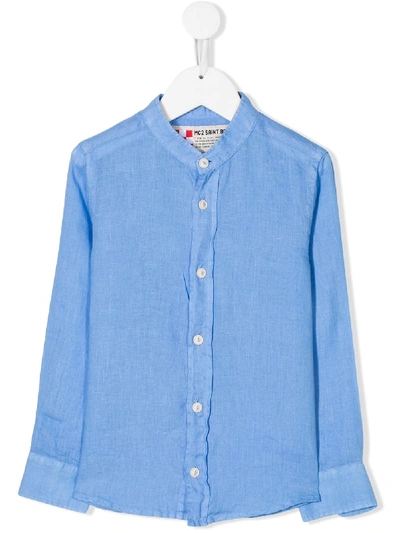 Mc2 Saint Barth Kids' Band Collar Shirt In Blue