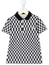 Paul Smith Junior Checkerboard Print Logo Patch Polo Shirt In Black