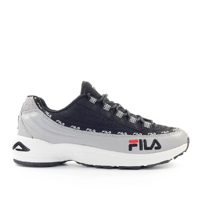 Fila Men's Black Leather Sneakers In Grey