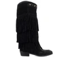 ZOE BLACK SUÈDE BOOT WITH FRINGES