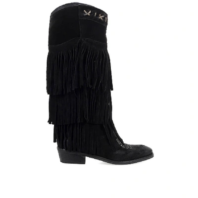 Zoe Black Suède Boot With Fringes