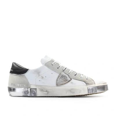 Philippe Model Parisx Sneakers In Leather With Contrasting Heel Tab In White