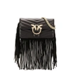 PINKO LOVE WALLET FRINGES BLACK WALLET WITH CHAIN
