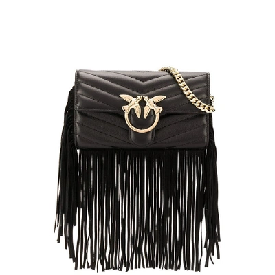 Pinko Love Wallet Fringes Black Wallet With Chain