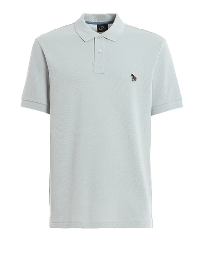 Paul Smith Pique Polo With Multicolour Patch In Light Grey