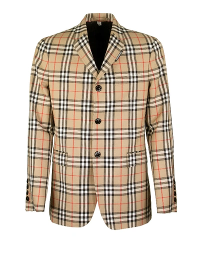 Burberry Slim Fit Vintage Check Wool Mohair Tailored Jacket In Beige