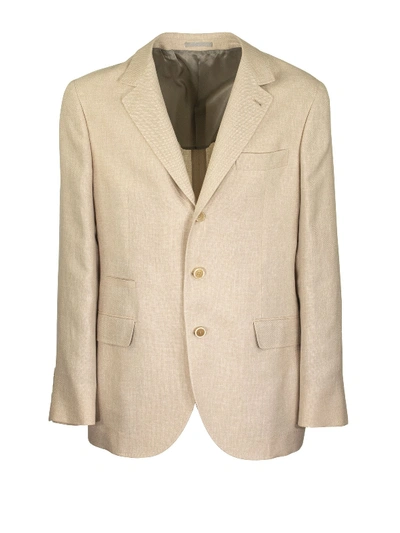 Brunello Cucinelli Single Breasted Blazer In Beige