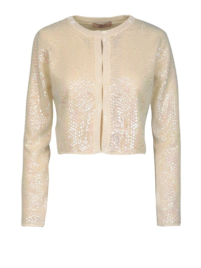 Twinset Sequined Cardigan In White