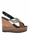 Hogan Wedge Sandals In Black, Beige And Silver In Black