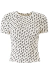 Saks Potts Chica Monogram Print Smocked T-shirt In Sp White Print (white)