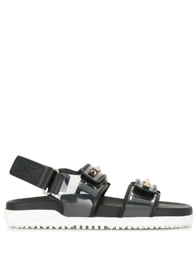 Valentino Garavani Rockstud Touch-strap Sandals In Black