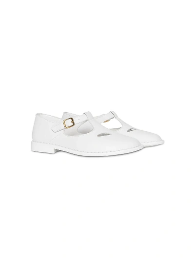 Burberry Kids' Leather T-bar Shoes In White