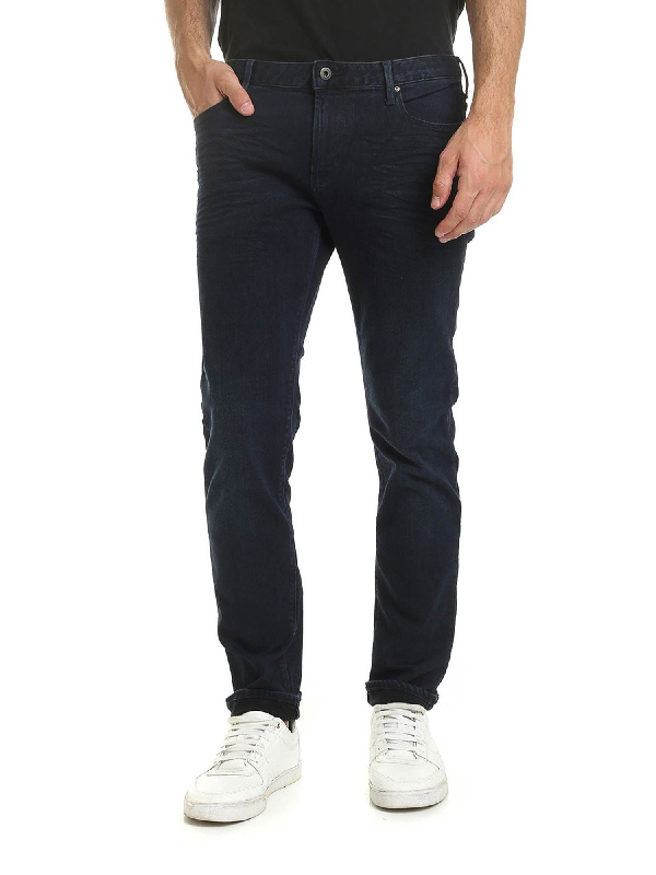 Emporio Armani Logo Jeans In Blue Denim | ModeSens