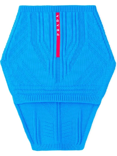 Prada Technical Knit Neck Warmer In Blue
