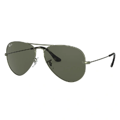 Ray Ban Aviator Classic Sunglasses Transparent Green Frame Green Lenses 58-14