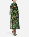 DOLCE & GABBANA ORGANZA TRENCH COAT WITH JUNGLE FOREST PRINT