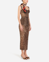 Dolce & Gabbana Longuette Tulle Dress With Leopard Print