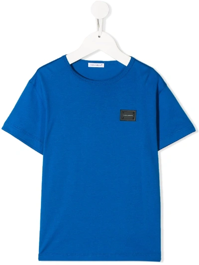 Dolce & Gabbana Kids' Logo-appliqued T-shirt In Blue