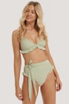 NA-KD Flounce Detail Highwaist Bikini Panty Green